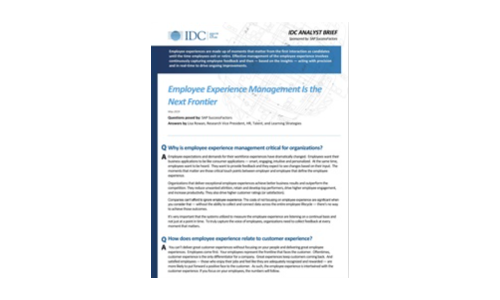 IDC Brief: Employee Experience Management Is The Next Frontier